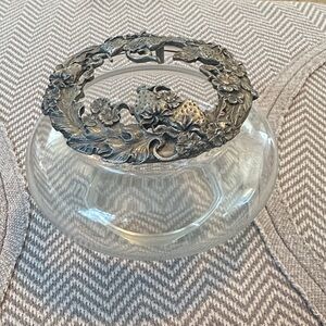 Pewter Strawberry potpourri glass bowl